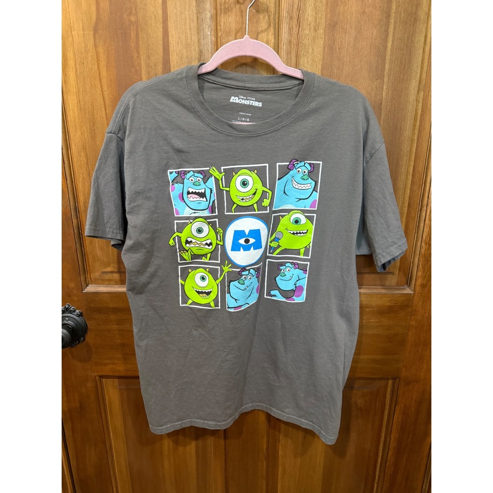 Disney Pixar Monsters Inc Mike & Sulley Graphic Tee Gray Mens Large Short Sleeve